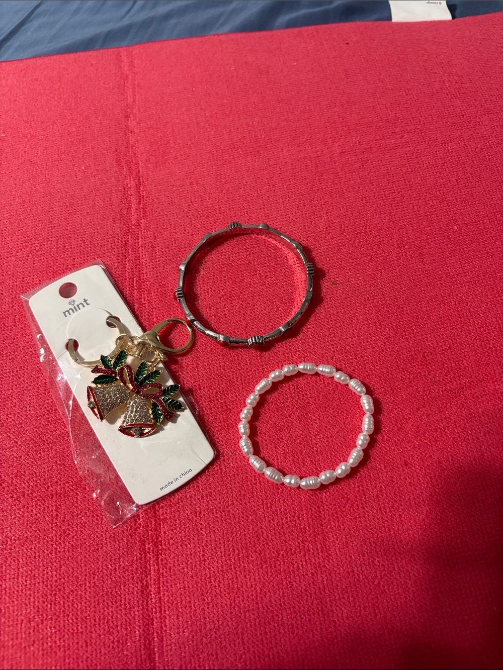 Bell Keychain Charm with Crystal & Enamel Accents and bracelets